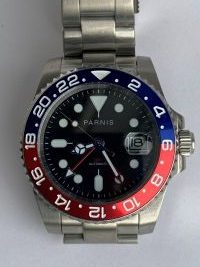 #00 Parnis GMT automatic sports watch- Pepsi Bezel