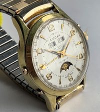 #5821 Rare Giroxa automatic triple date moonphase calendar mid 50’s vintage