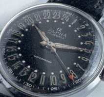 #5902 Swiss 50’s Vintage Alpha 17 jewel True 24 Hour Pilot Watch 150